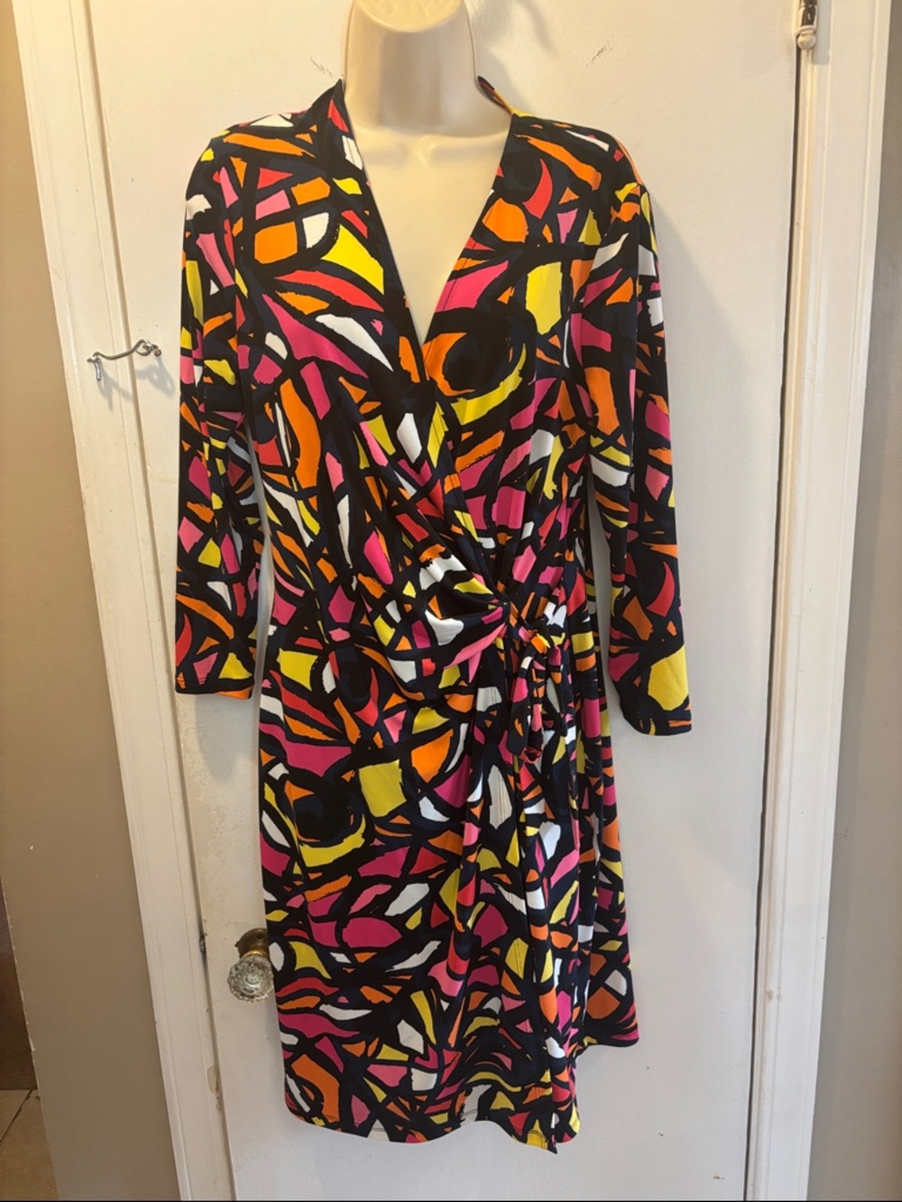 Anne Klein medium Vibrant Abstract Print Wrap Dress 26-132